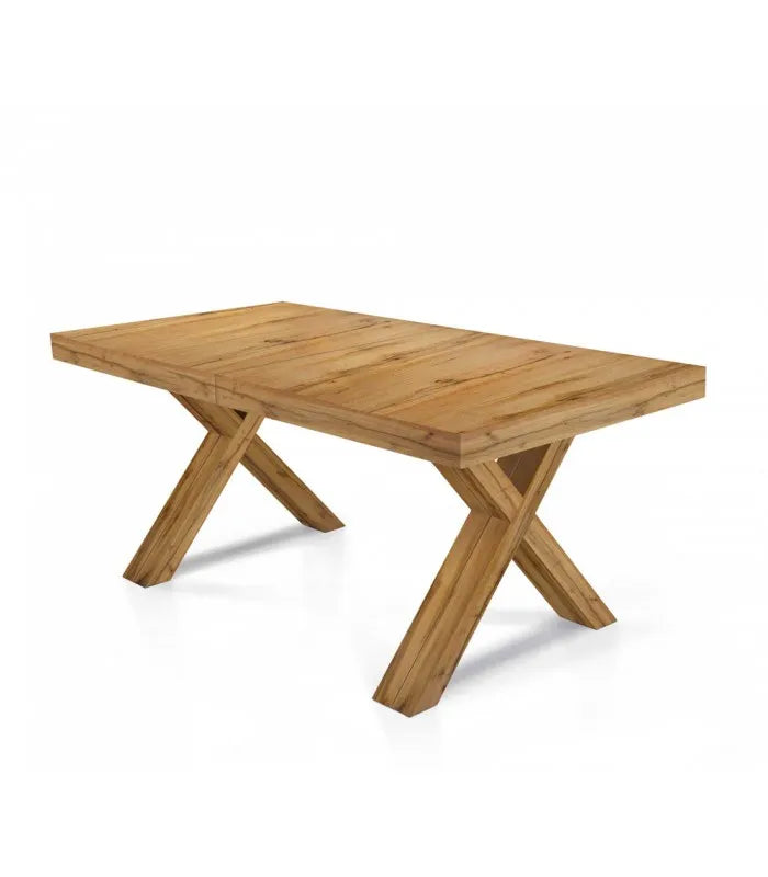 Tavolo Monza allungabile in legno effetto rovere bianco con gambe a X, stile moderno rustico