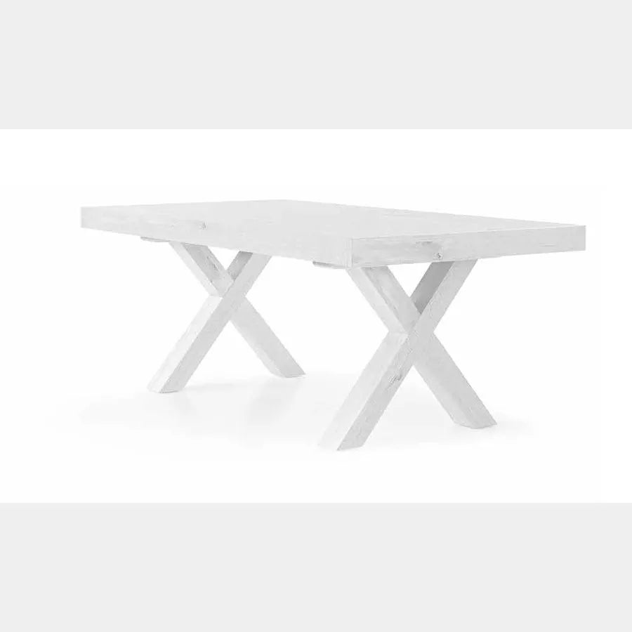 Tavolo Monza allungabile in legno effetto rovere bianco con gambe a X, stile moderno rustico