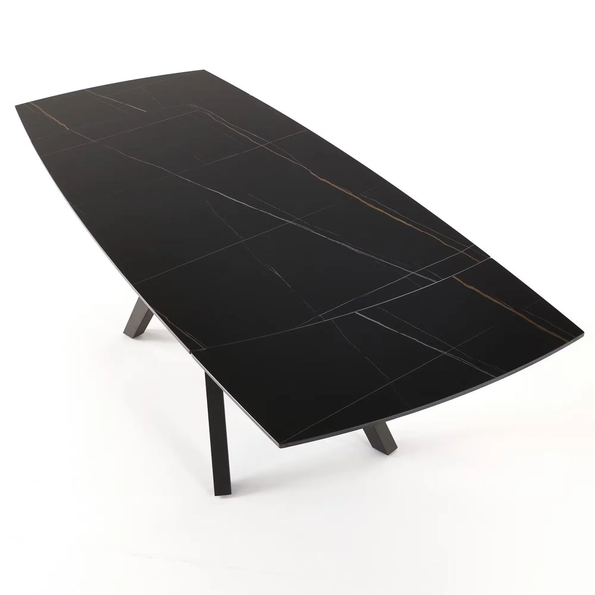 Tavolo Vortice allungabile con piano in ceramica nero e base in acciaio grigio opaco