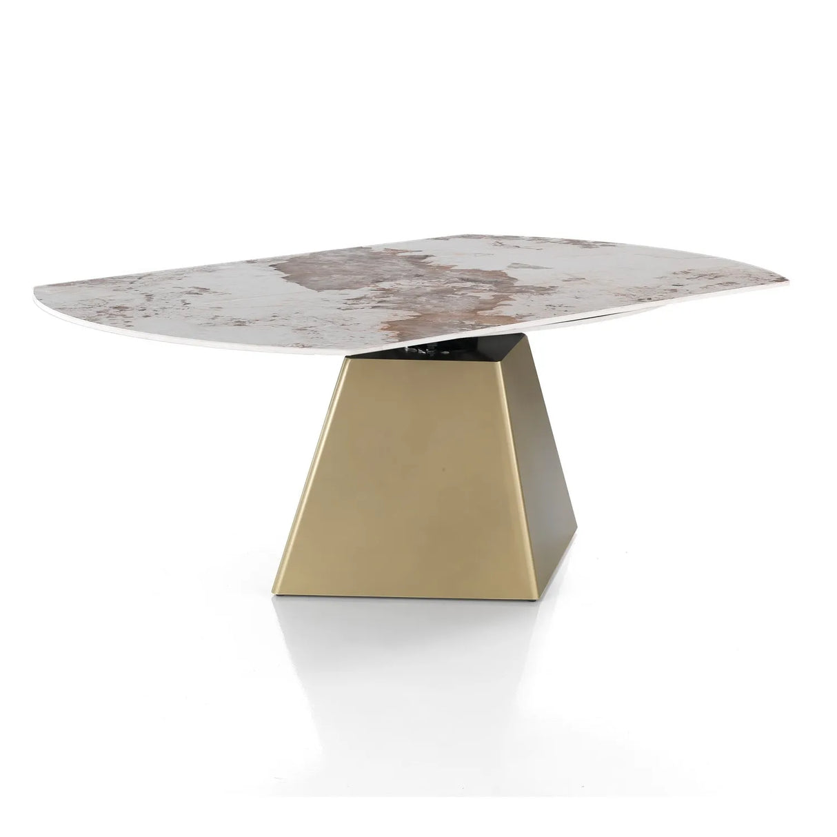 Tavolo allungabile Zeus con piano in marmo e struttura in metallo champagne o nero