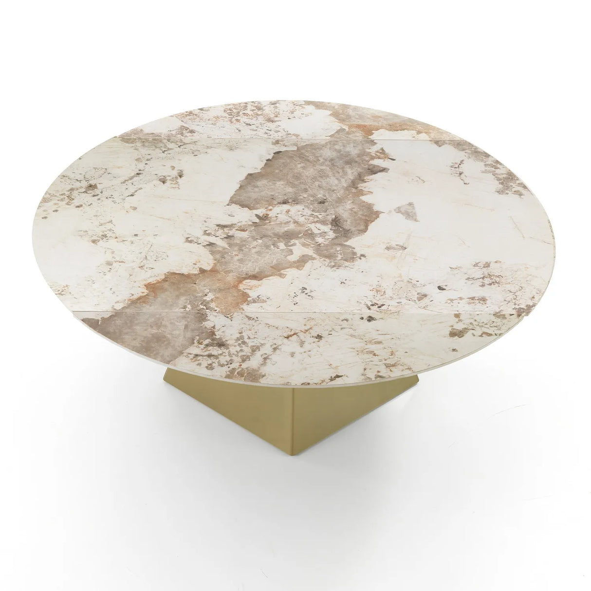 Tavolo allungabile Zeus con piano in marmo e struttura in metallo champagne o nero