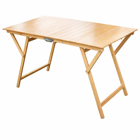 Tavolo grande pieghevole in legno di faggio 140x70 cm, richiudibile e robusto, ideale per interni ed esterni