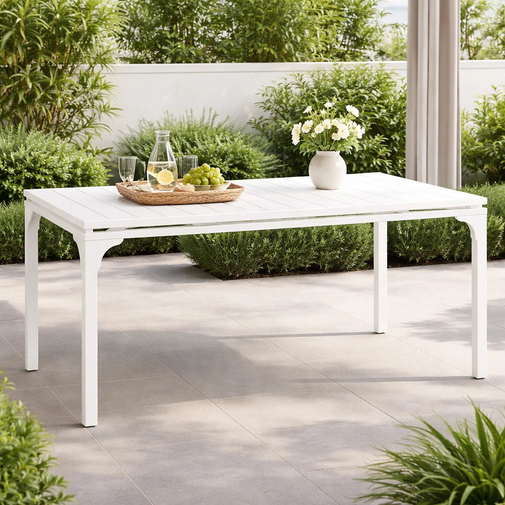 Tavolo Oregon Allungabile 180-240 cm da Giardino – Struttura in Metallo e Piano Effetto Legno
