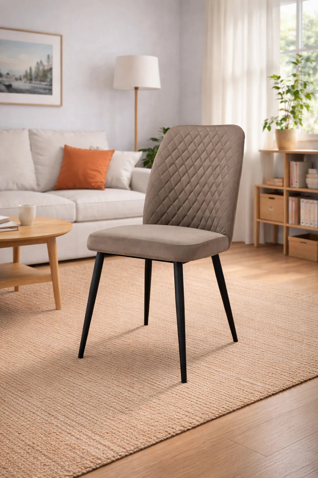 Sedia Tufi - Set da 2 - Imbottita in Nabuk con Gambe Nere – Design Moderno e Stile Industriale