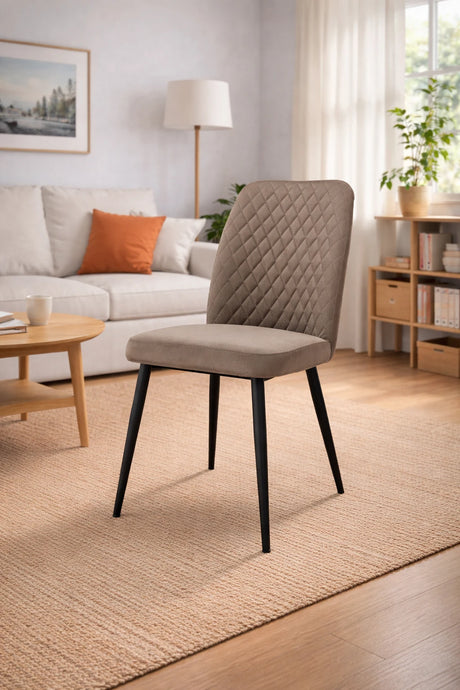 Sedia Tufi - Set da 2 - Imbottita in Nabuk con Gambe Nere – Design Moderno e Stile Industriale