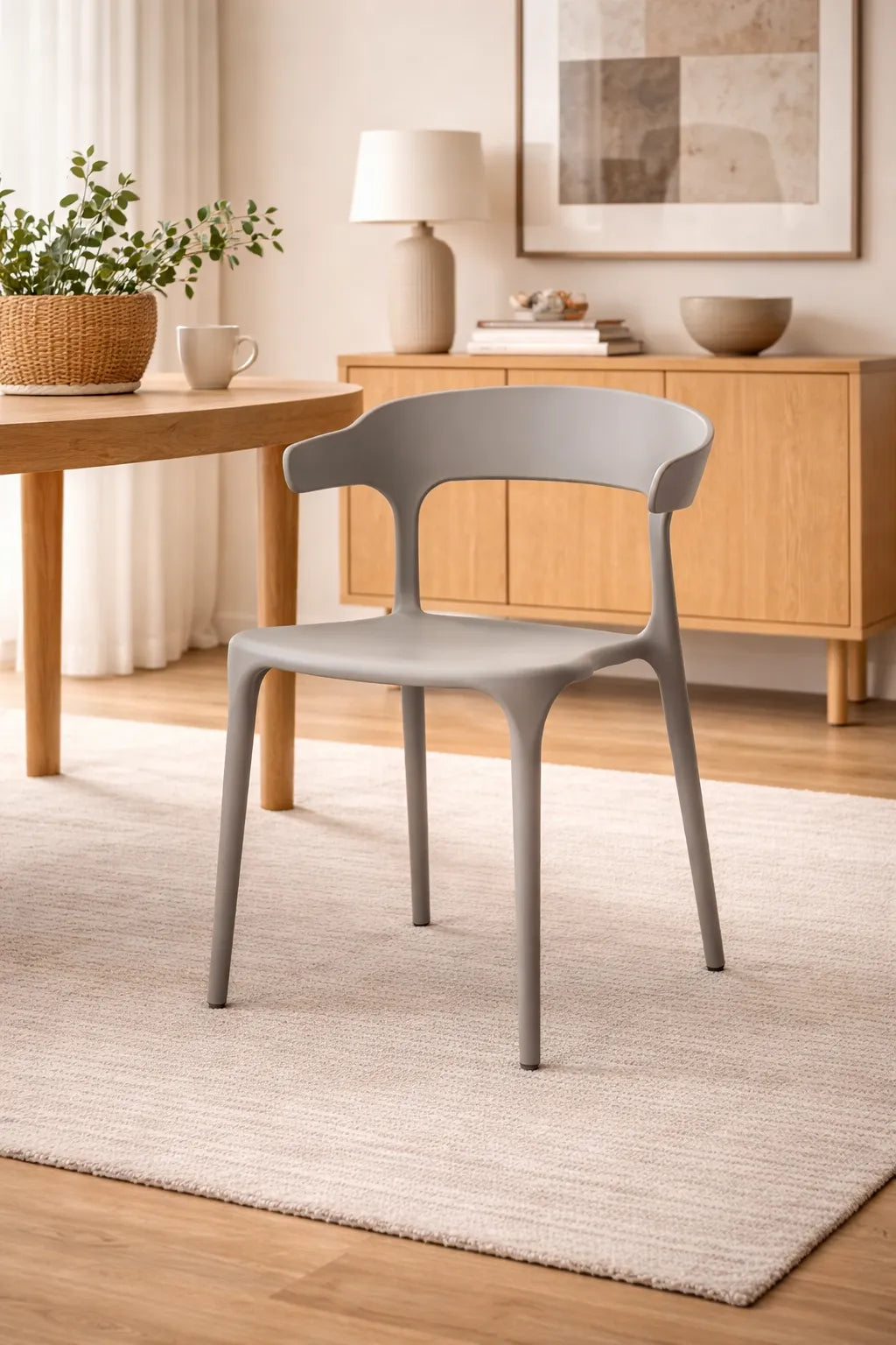 Sedia Francesca moderna in polipropilene color fango con design minimalista