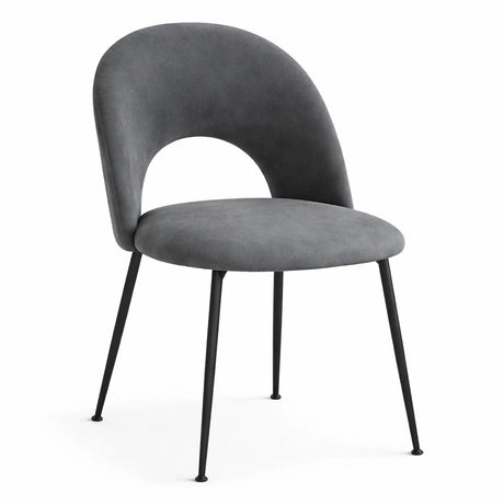 Sedia Paola in tessuto Nabuk con gambe in metallo nero e schienale imbottito