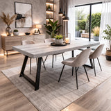 Tavolo Arbusto Strong stile industriale con piano in legno sbiancato e gambe in metallo nero, misura 180x90 cm