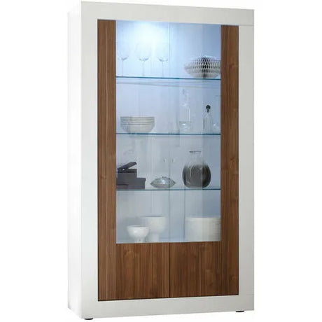 Vetrina Urbino 2 Ante in Larice Bianco e Beton – Design Moderno e Raffinato