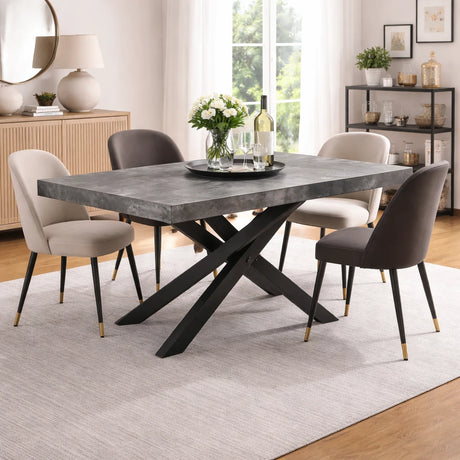 Tavolo Anson Allungabile 160-240 cm – Piano Rovere o Cemento, Gambe Design in Metallo