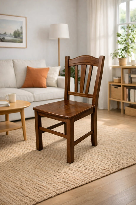 Sedia Silvana in legno massello di faggio, finitura noce o ciliegio, ideale per casa e locali pubblici