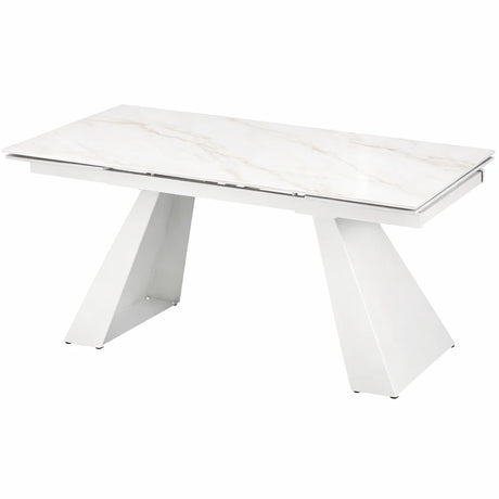 Tavolo Alex Allungabile - in Gres Porcellanato Effetto Marmo con Gambe in Metallo