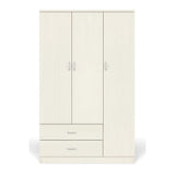 Armadio moderno a 3 ante e 2 cassetti con chiusura soft-close e tubo appendiabiti, ideale per camere da letto eleganti e funzionali.
