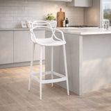 Sgabello 133 moderno in polipropilene beige con schienale ergonomico, perfetto per banconi cucina e bar
