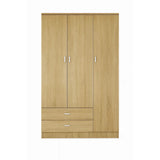 Armadio moderno a 3 ante e 2 cassetti con chiusura soft-close e tubo appendiabiti, ideale per camere da letto eleganti e funzionali.