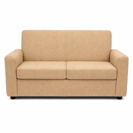 Divano 2 posti in tessuto grigio moderno con braccioli squadrati e piedini neri