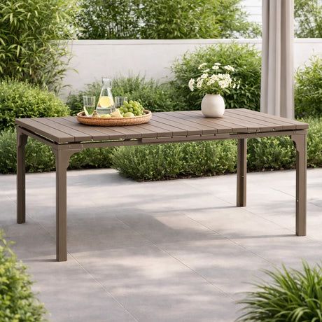 Tavolo Oregon Allungabile 180-240 cm da Giardino – Struttura in Metallo e Piano Effetto Legno