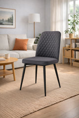 Sedia Tufi - Set da 2 - Imbottita in Nabuk con Gambe Nere – Design Moderno e Stile Industriale