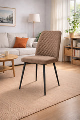 Sedia Tufi - Set da 2 - Imbottita in Nabuk con Gambe Nere – Design Moderno e Stile Industriale