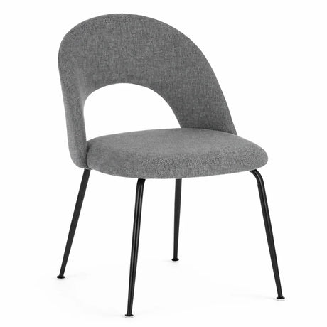 Sedia PAOLA moderna con rivestimento acquamarina idrorepellente e gambe in metallo nero