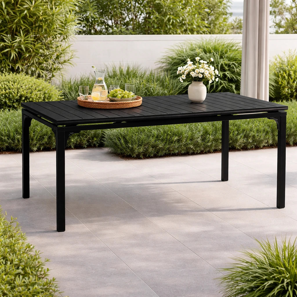 Tavolo Oregon Allungabile 180-240 cm da Giardino – Struttura in Metallo e Piano Effetto Legno