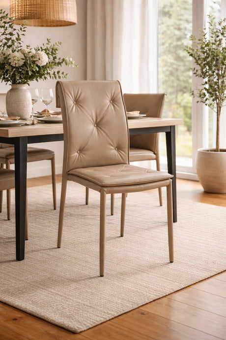 Sedia Mixi moderna in econabuk trapuntato con gambe in metallo 