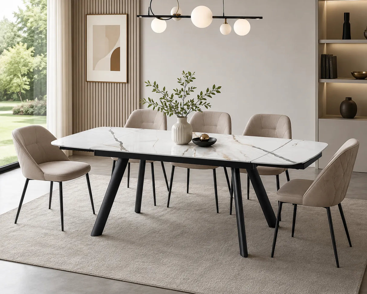 Tavolo Allungabile Marte 160/240 cm – Piano in Ceramica e Struttura in Metallo