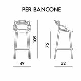 Sgabello 133 Design Moderno in Polipropilene – Altezza per Cucina o Bancone