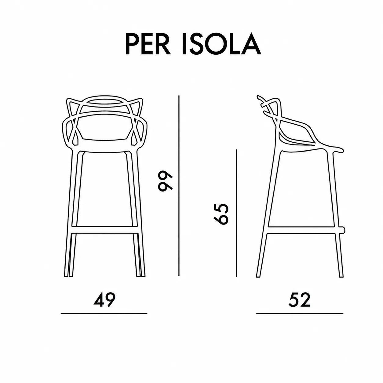 Sgabello 133 Design Moderno in Polipropilene – Altezza per Cucina o Bancone