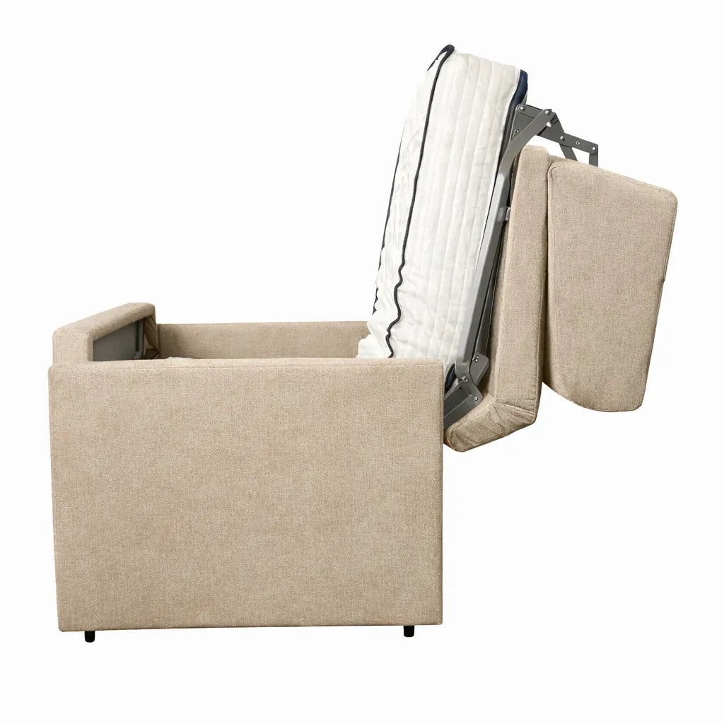 Poltrona letto salvaspazio con materasso 18 cm, in tessuto idrorepellente e antimacchia vari colori