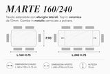 Tavolo Allungabile Marte 160/240 cm – Piano in Ceramica e Struttura in Metallo