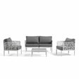 Set da giardino Hoya con divano, poltrone e tavolino in resina bianco e verde