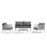 Set da giardino Hoya con divano, poltrone e tavolino in resina bianco e verde