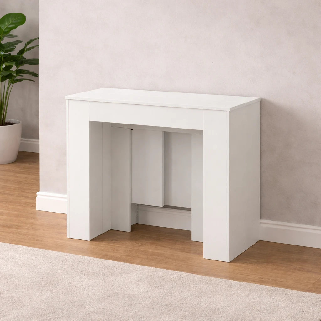 Tavolo consolle Artic allungabile fino a 300 cm in legno rovere, design moderno e salvaspazio per sala da pranzo o soggiorno
