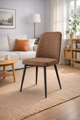 Sedia Tufi - Set da 2 - Imbottita in Nabuk con Gambe Nere – Design Moderno e Stile Industriale