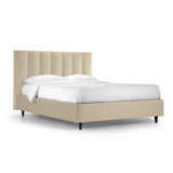 Letto Imbottito Parigi con Box Contenitore e Testiera a Fasce – Made in Italy