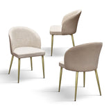Sedia Wings - Set da 2 - in Tessuto Beige con Struttura in Metallo Champagne