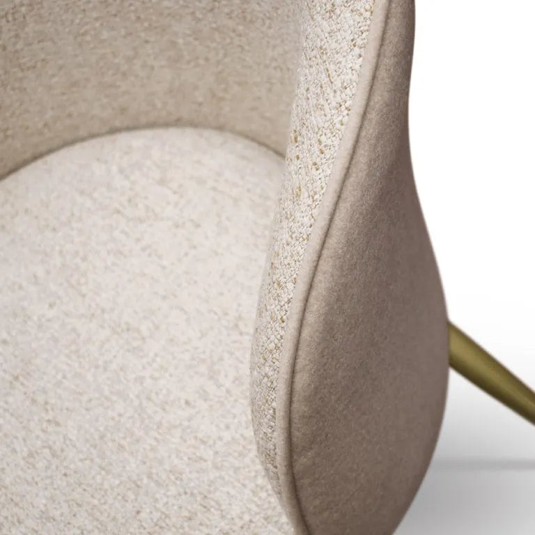 Sedia Wings - Set da 2 - in Tessuto Beige con Struttura in Metallo Champagne
