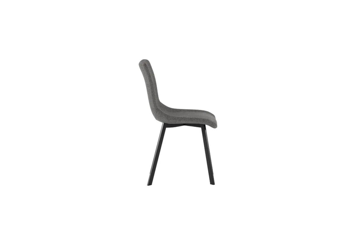 Sedia Iris in Tessuto Easy-Clean Grigio Scuro con Struttura in Metallo Nero
