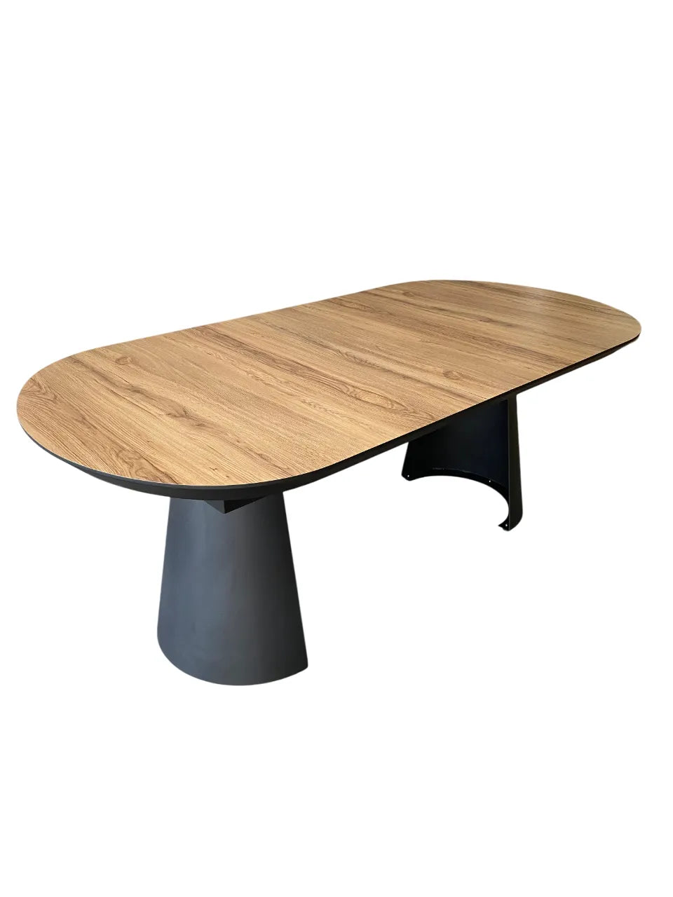Tavolo Allungabile Point 180–260 cm con Piano Effetto Rovere e Gambe in Metallo Grafite
