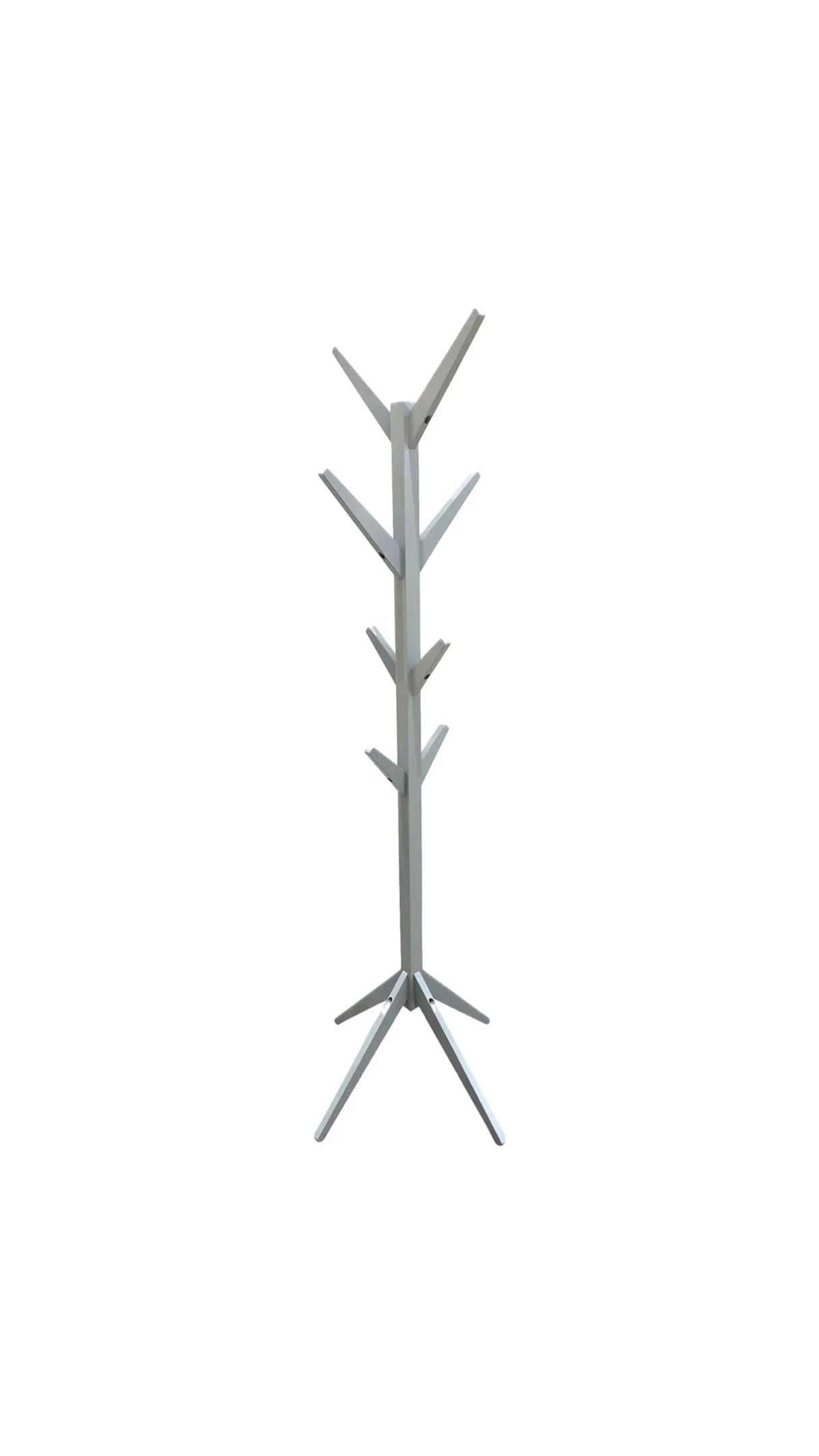 Appendiabiti da terra a forma di albero in metallo verniciato bianco, ideale per ingresso, camera da letto o ufficio moderno