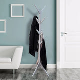Appendiabiti da terra a forma di albero in metallo verniciato bianco, ideale per ingresso, camera da letto o ufficio moderno