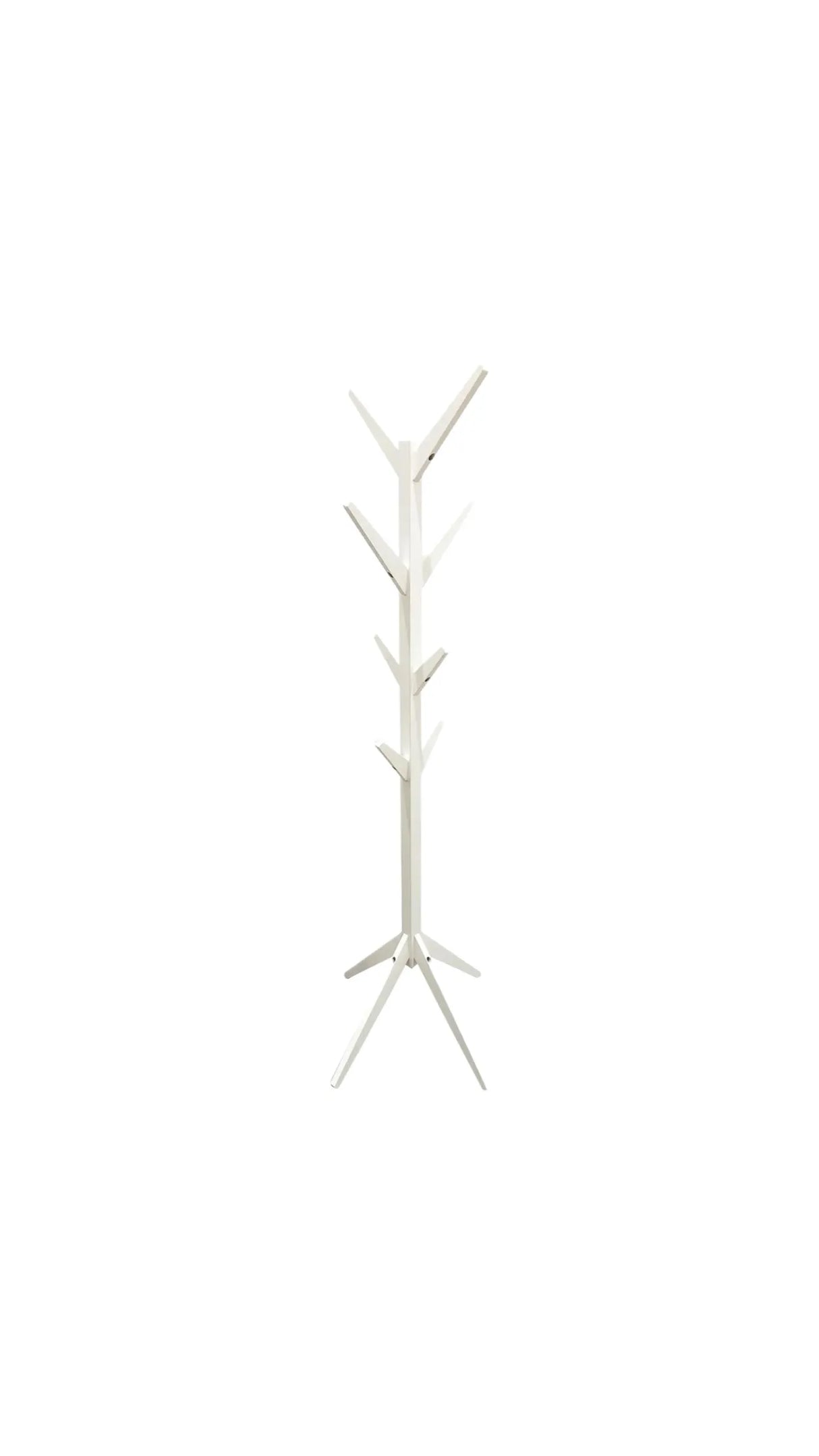 Appendiabiti da terra a forma di albero in metallo verniciato bianco, ideale per ingresso, camera da letto o ufficio moderno
