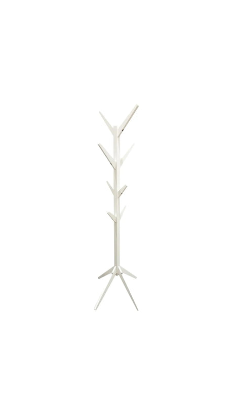 Appendiabiti da terra a forma di albero in metallo verniciato bianco, ideale per ingresso, camera da letto o ufficio moderno