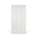 Armadio moderno a 3 ante e 2 cassetti con chiusura soft-close e tubo appendiabiti, ideale per camere da letto eleganti e funzionali.
