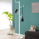 Attaccapanni appendiabiti a piantana in metallo bianco con 6 ganci e base circolare