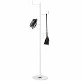 Attaccapanni appendiabiti a piantana in metallo bianco con 6 ganci e base circolare