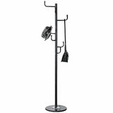 Attaccapanni appendiabiti a piantana in metallo nero con 6 ganci e base circolare