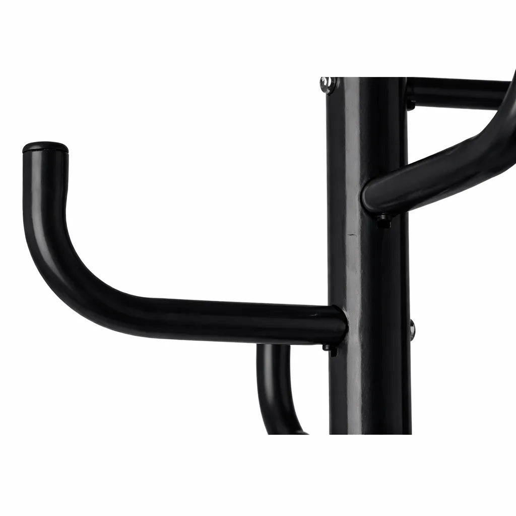 Attaccapanni appendiabiti a piantana in metallo nero con 6 ganci e base circolare