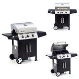 Barbecue a gas Golosone 3 con 3 bruciatori, cottura a pietra lavica e australiana, fornello laterale

